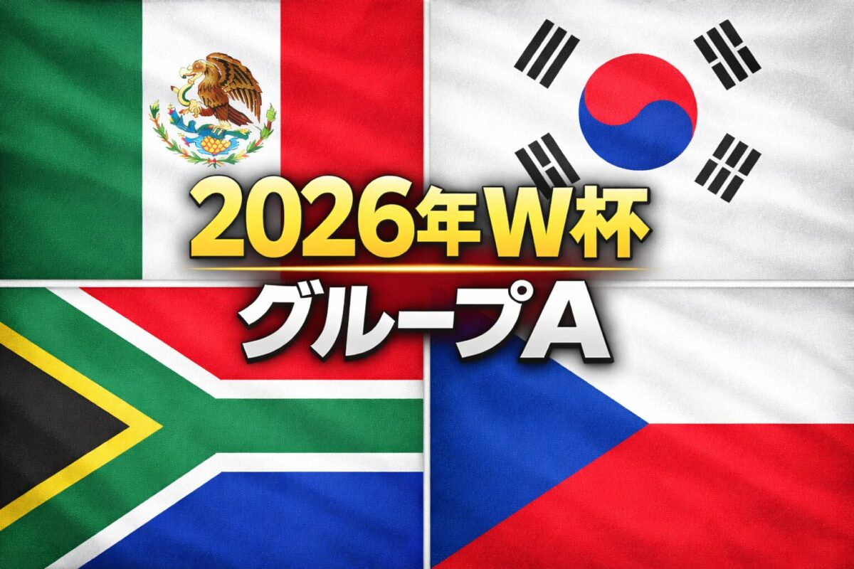 2026年W杯グループAのメキシコ・南アフリカ・韓国・チェコの国旗の画像
