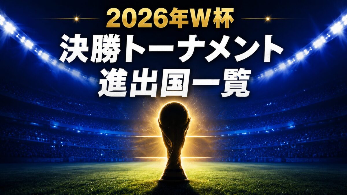 ワールドカップトロフィーとスタジアム