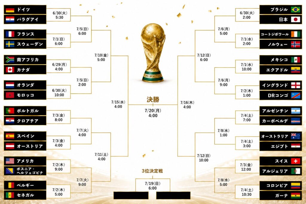 2026年W杯 決勝トーナメントround32